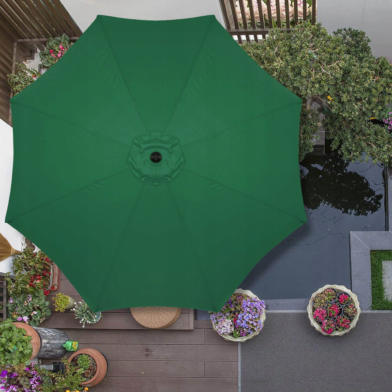 Umbrela terasa gradina, cu manivela si inclinare, GU24, diametru 300cm, Verde