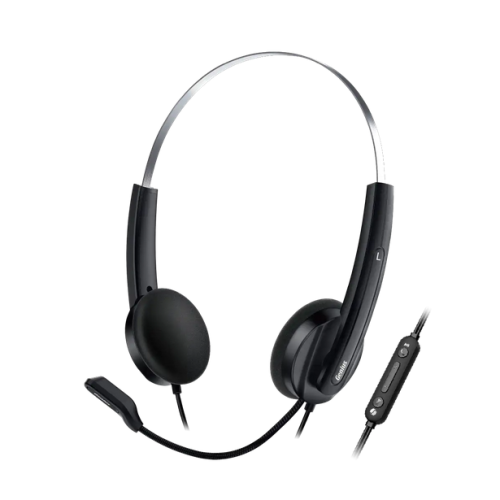 CASTI Genius "HS-220U", cu fir, utilizare multimedia, USB Type-C, microfon pe brat, lungime cablu 2.4m, control volum pe fir, negru, "31710032401" (timbru verde 0.18 lei) - 4710268262190