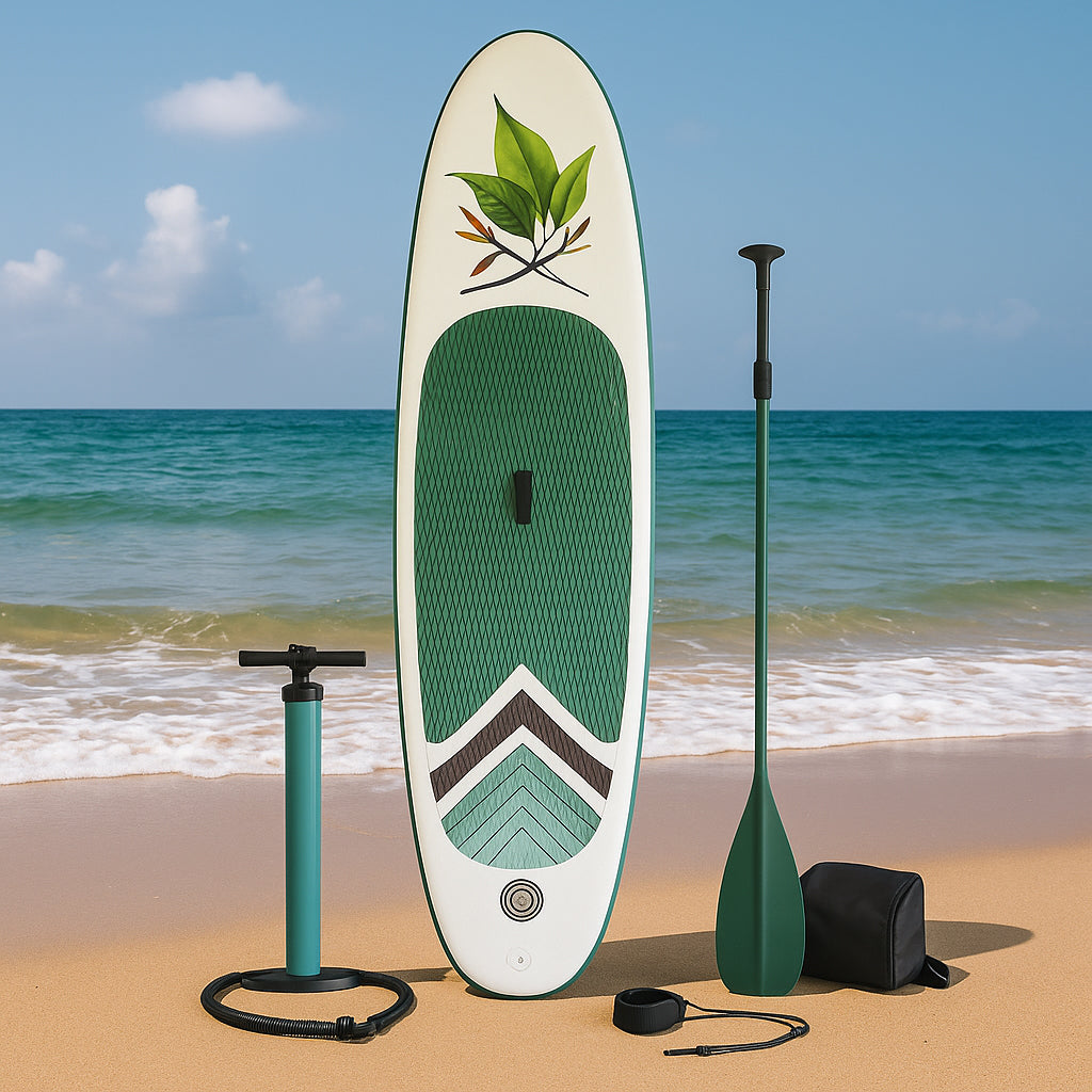 Placa Stand up paddle SUP gonflabila cu vasla, pompa si accesorii, 320x80x19 cm, 150 kg, alb