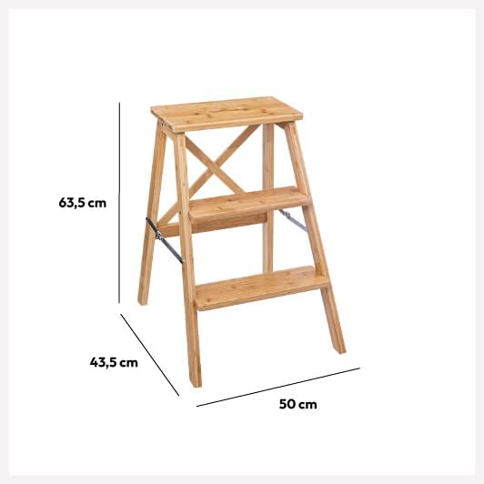 Scarita pliabila 3 trepte Atmosphera Bambou, bambus, 50x44x63 cm, maro natural