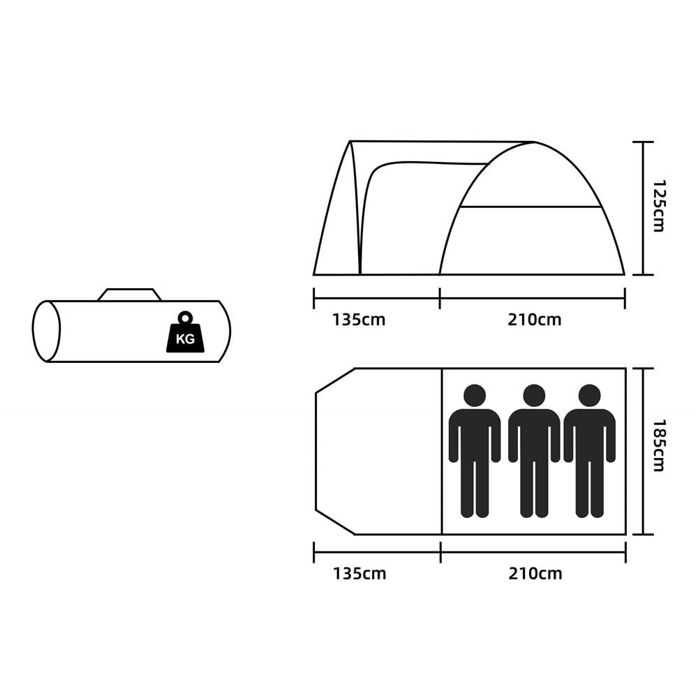 Cort plaja sau camping, impemeabil, cu terasa, 4 locuri, 175x310x130cm, gri albastru - 28
