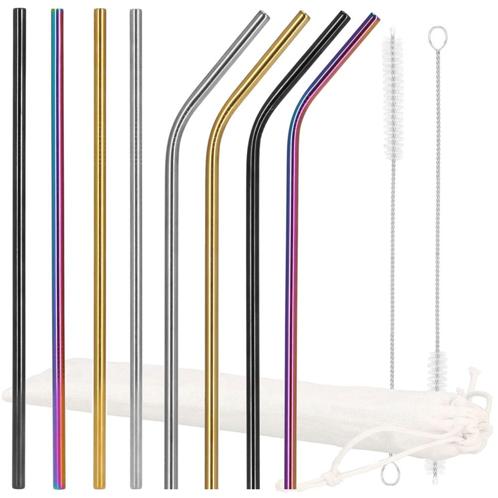 Set 8 paie metalice multicolor, reutilizabile, cu husa depozitare si perii curatat, 215x6 mm