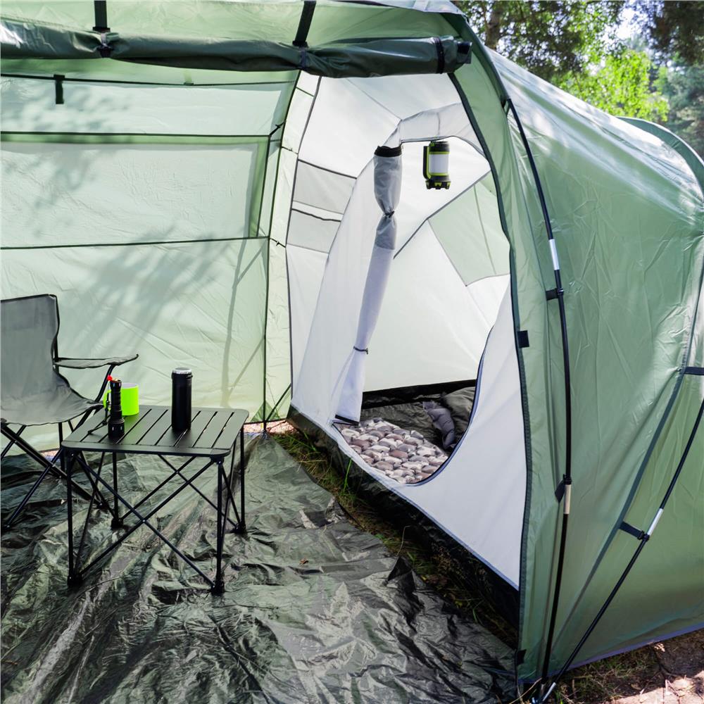 Cort camping, impemeabil, 2 camere + hol, 4 locuri, 460x200x245cm, verde - 29