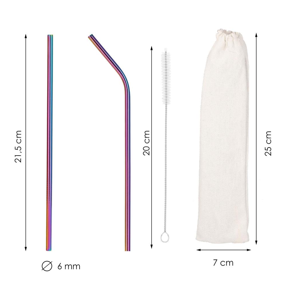 Set 8 paie metalice multicolor (holo), reutilizabile, cu husa depozitare si perii curatat, 215x6 mm