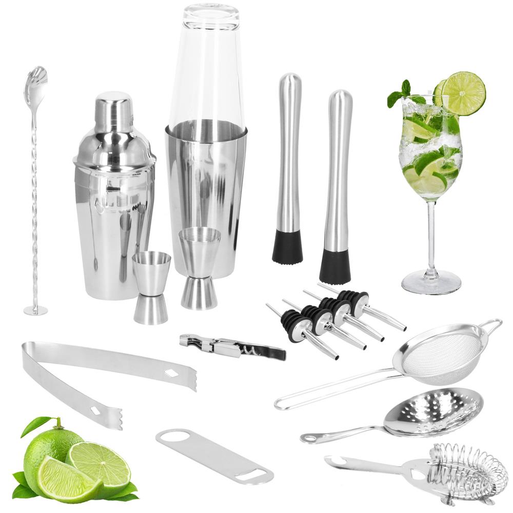 Set Cocktail Shaker Kit pentru barmani 700ml, KI18, 18 piese