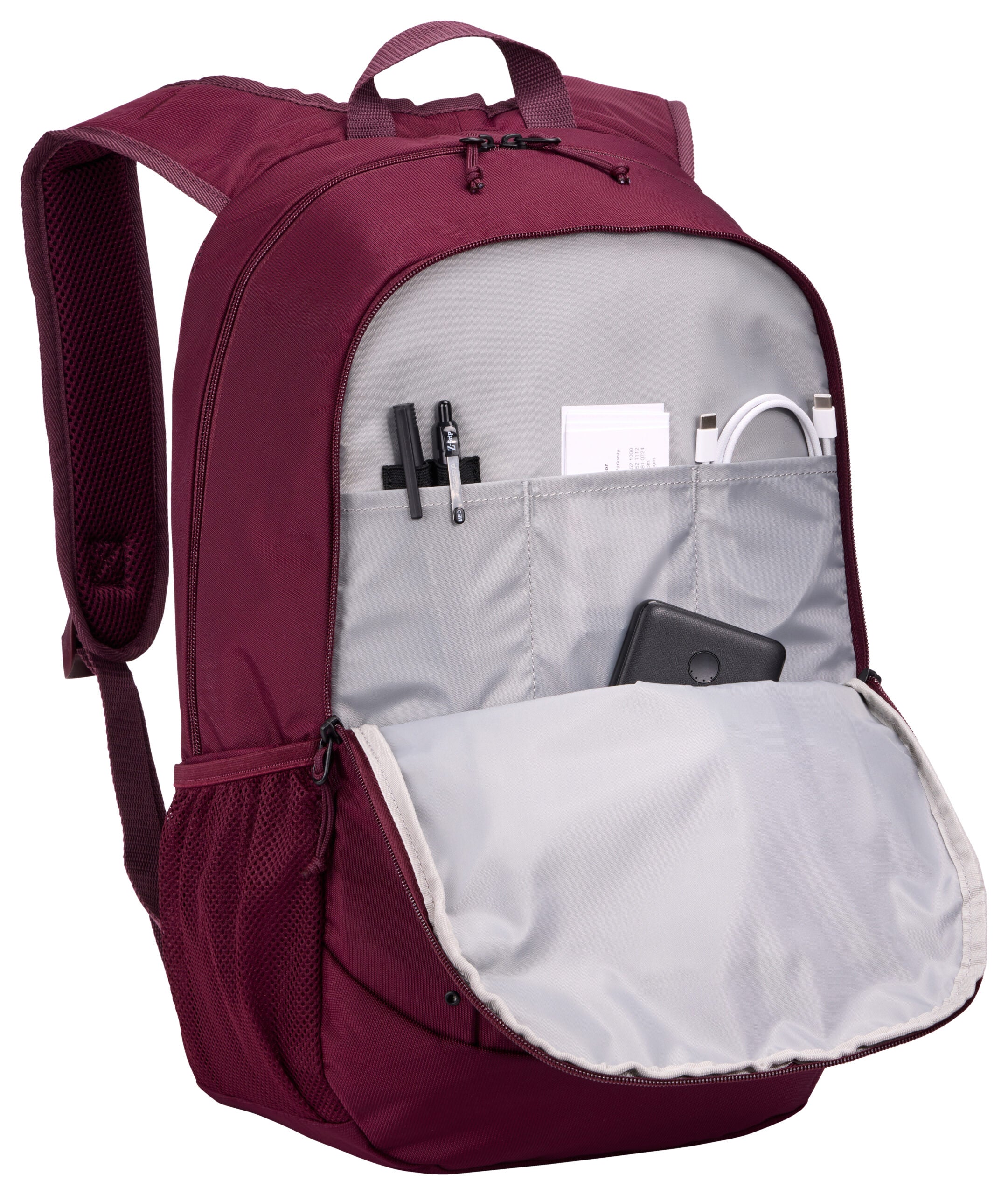 RUCSAC CASE LOGIC, pt. notebook de max. 15.6 inch, 2 compartimente, buzunar frontal | buzunar lateral x 2, waterproof, poliester, deep burgundy "WMBP115" 3205623
