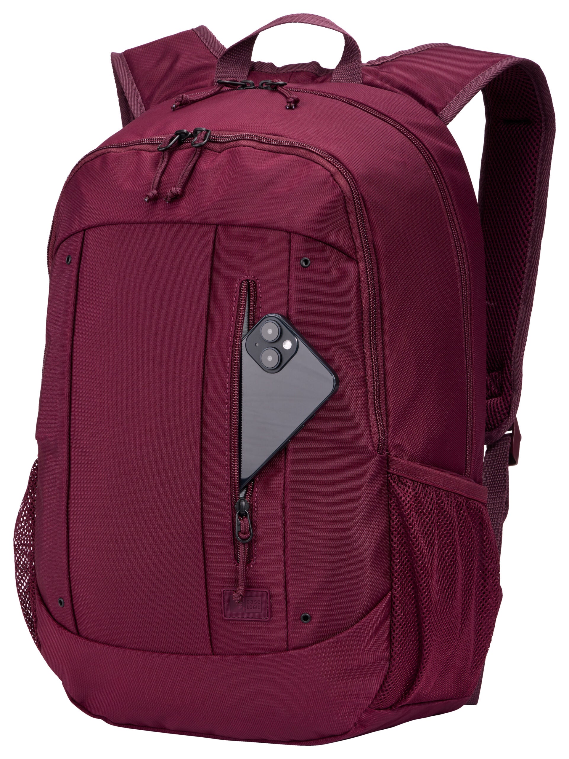 RUCSAC CASE LOGIC, pt. notebook de max. 15.6 inch, 2 compartimente, buzunar frontal | buzunar lateral x 2, waterproof, poliester, deep burgundy "WMBP115" 3205623