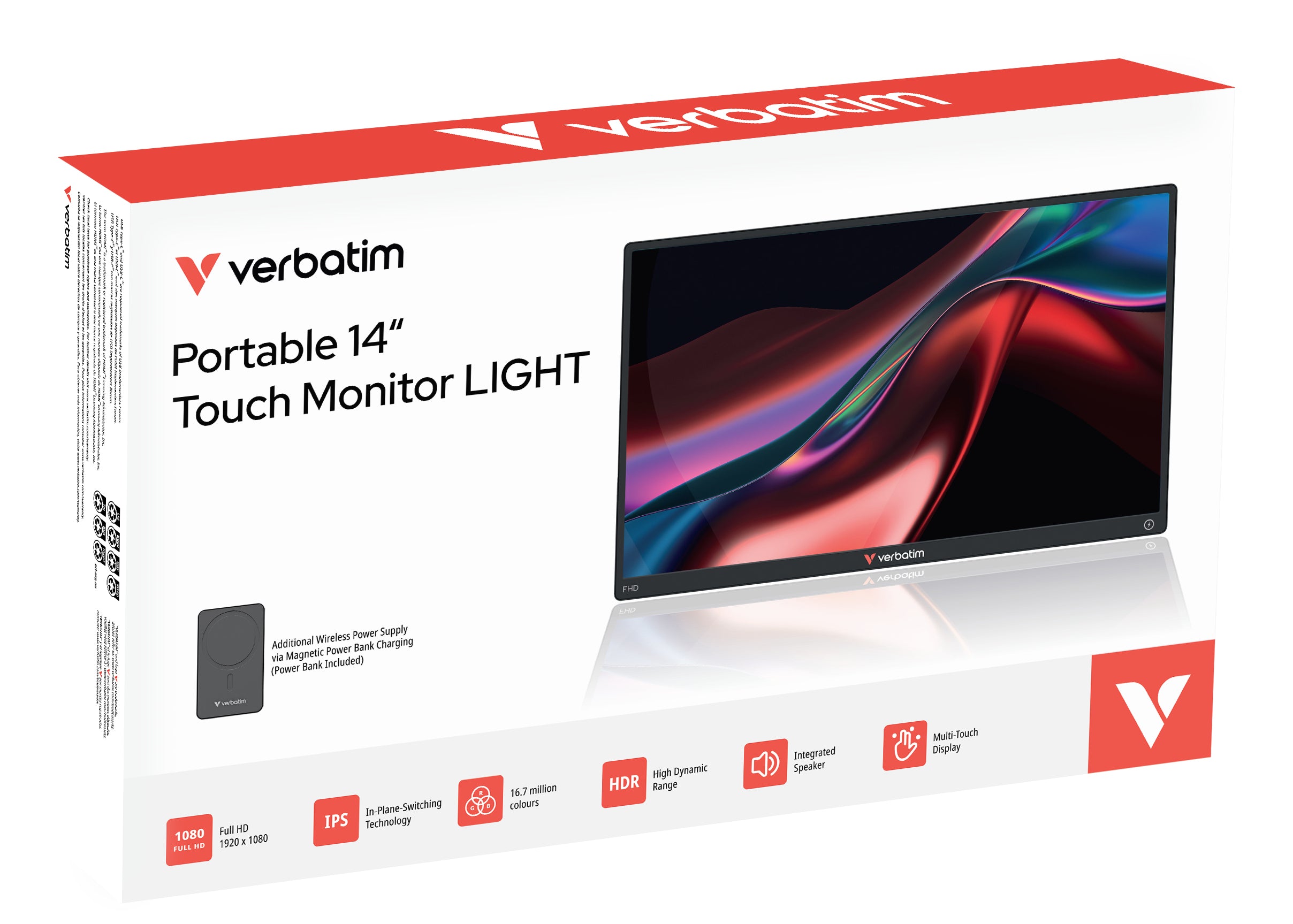 Monitor tactil portabil Verbatim 14", wireless power supply "32088"