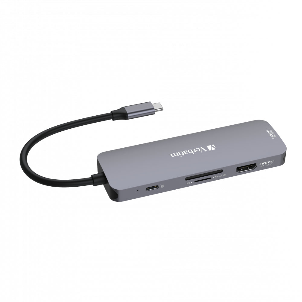 Hub Verbatim USB C PRO MULTIPORT 8 PORT CMH 2 x HDMI, 3 x USB-A 3.2 Gen1, 1 x SD card slot, 1 x microSD card slot, 1 x USB-C PD "32151"