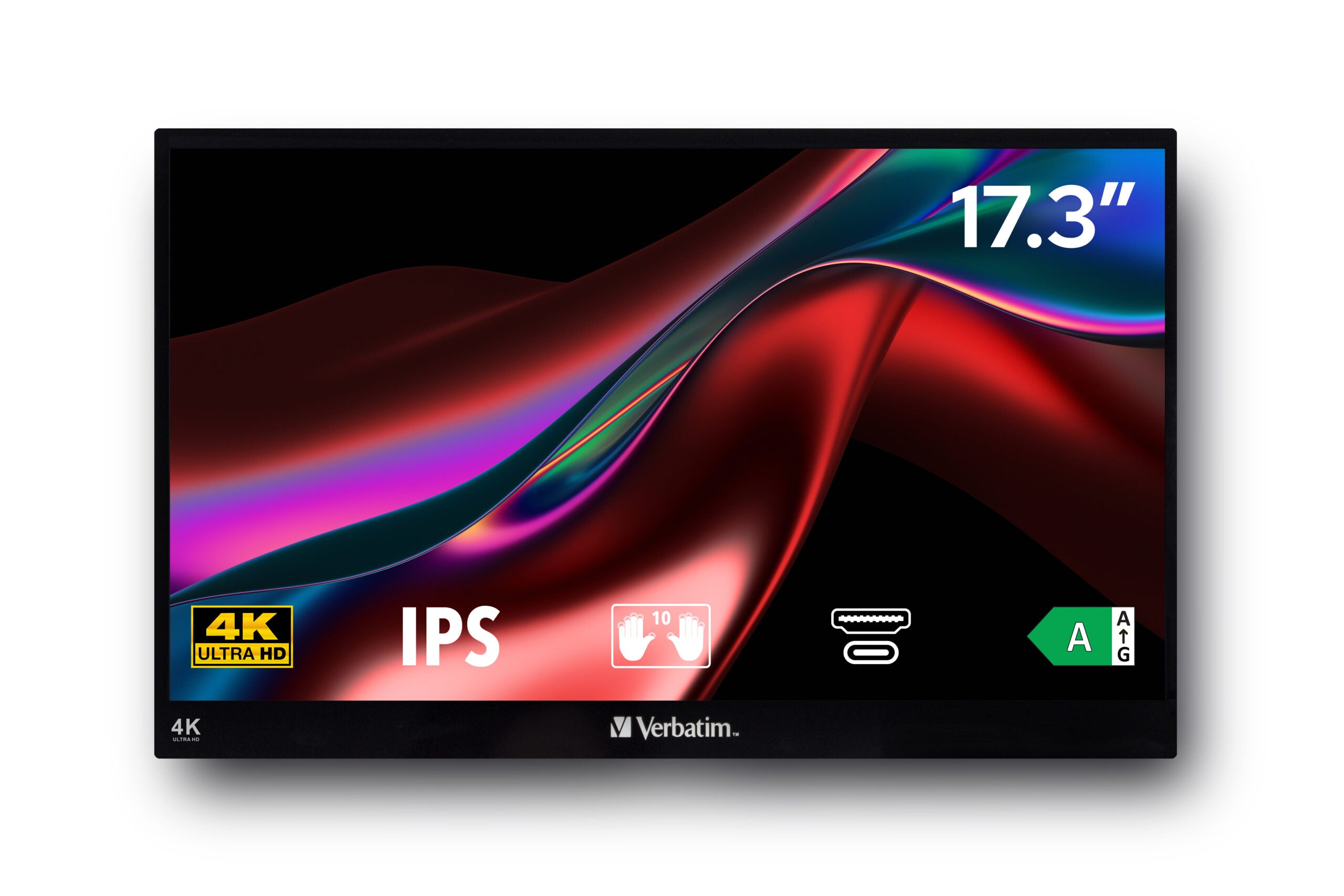 Monitor tactil portabil Verbatim 17.3", 4K, Metalic, "32239"