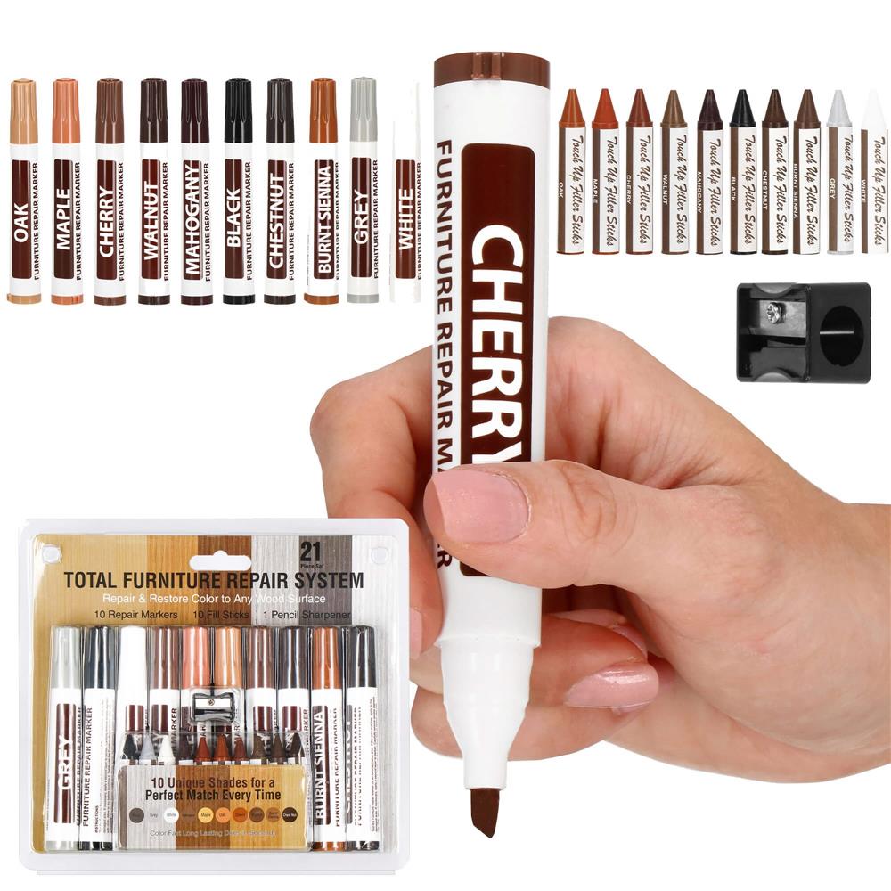 Set 20 markere si creioane de ceara pentru reparatii mobila, multicolor