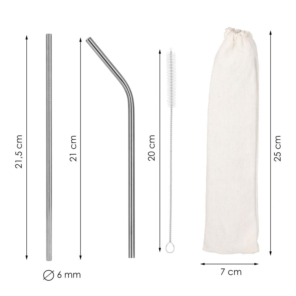 Set 8 paie metalice argintiu, reutilizabile, cu husa depozitare si perii curatat, 215x6 mm