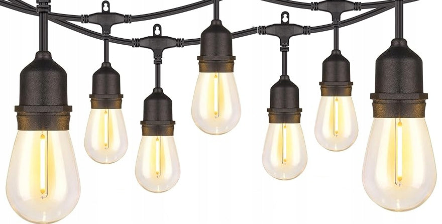Ghirlanda luminoasa decorativa pentru exterior, alimentare la priza, 20 metri, 20 becuri LED cu iluminare calda 3000K, IP 44