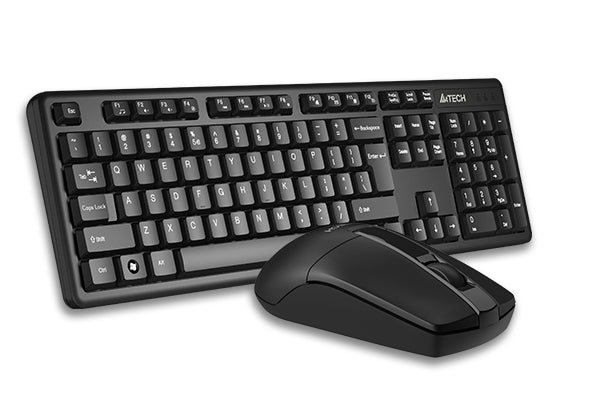 Kit TASTATURA si Mouse A4TECH, "GK-3+G3-330N", wireless, 104 taste format standard, mouse 1000dpi, 3/1 butoane, negru, "3330N"