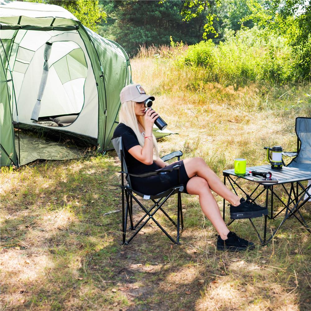 Cort camping, impemeabil, 2 camere + hol, 4 locuri, 460x200x245cm, verde - 31