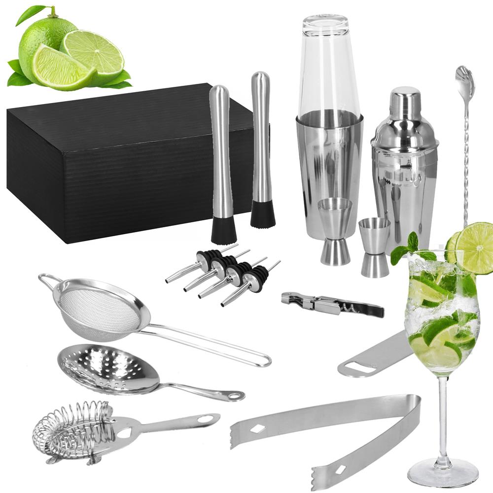 Set Cocktail Shaker Kit pentru barmani 700ml, KI18, 18 piese