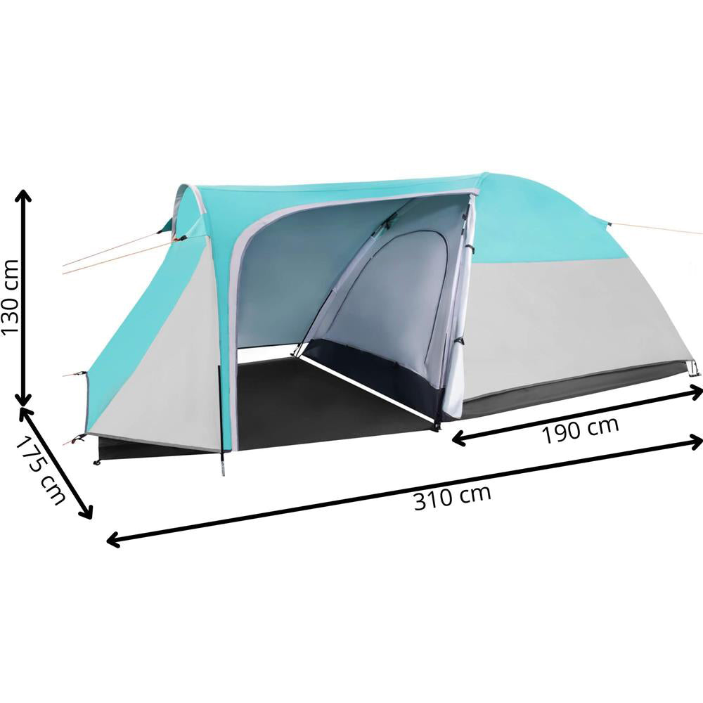 Cort plaja sau camping, impemeabil, cu terasa, 4 locuri, 175x310x130cm, gri albastru - 14
