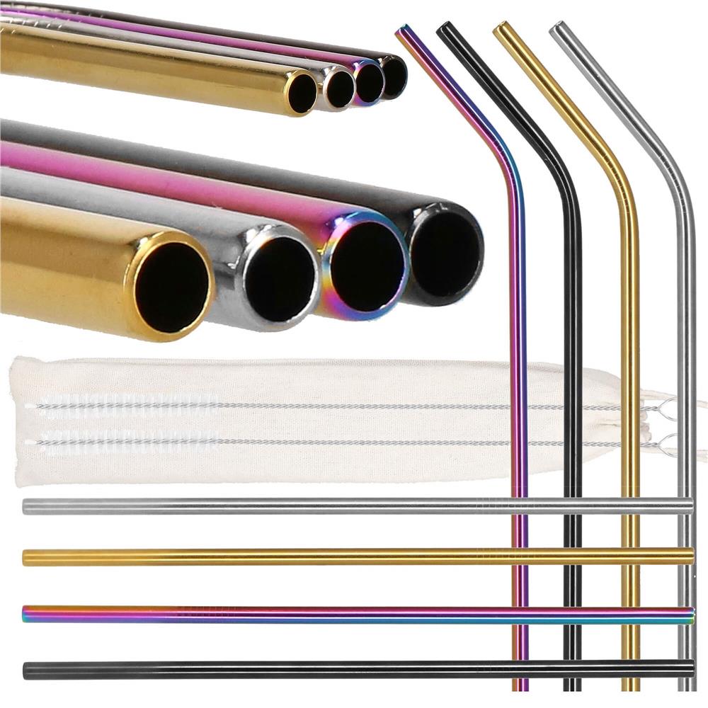Set 8 paie metalice multicolor, reutilizabile, cu husa depozitare si perii curatat, 215x6 mm
