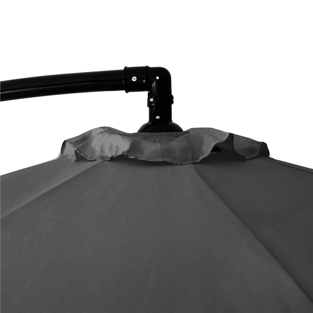 Umbrela de gradina cu brat lateral banana, cu husa, 300cm, gri