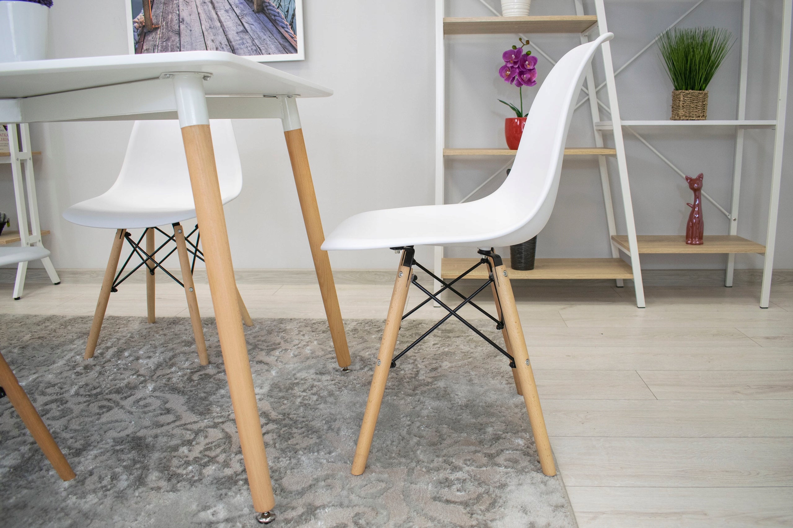 Scaun dining Scandinav pentru bucatarie, 38x42x82cm, alb