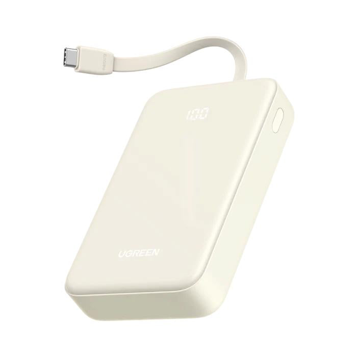 POWER BANK Ugreen, "PB505", 20W 20000mAh, 1 x USB Type-C output/input, 1 x USB, 1 x USB Type-C cablu integrat, bej, "35340" - 6941876233403