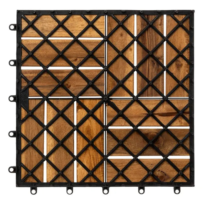Dale din lemn de acacia, set 9 bucati, 30x30 cm, maro