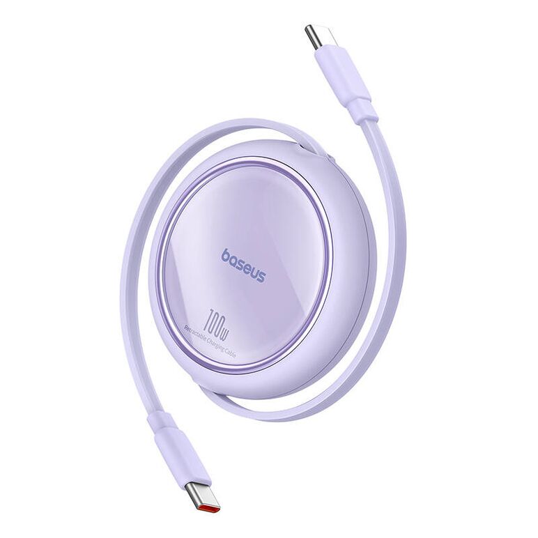 CABLU alimentare si date Baseus Free2Draw Mini, Fast Charging Data Cable pt. smartphone, retractabil, USB Type-C la USB Type-C 100W, 1m, violet "P10364500511-00" - 6932172647544