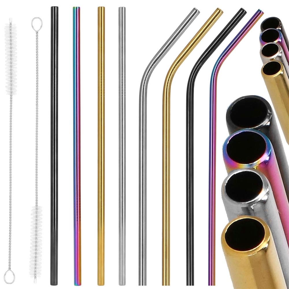 Set 8 paie metalice multicolor, reutilizabile, cu husa depozitare si perii curatat, 215x6 mm