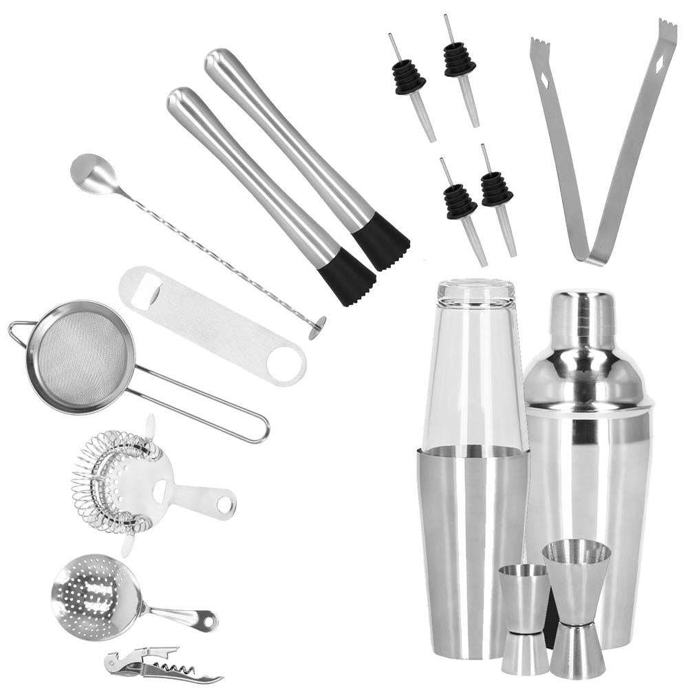 Set Cocktail Shaker Kit pentru barmani 700ml, KI18, 18 piese