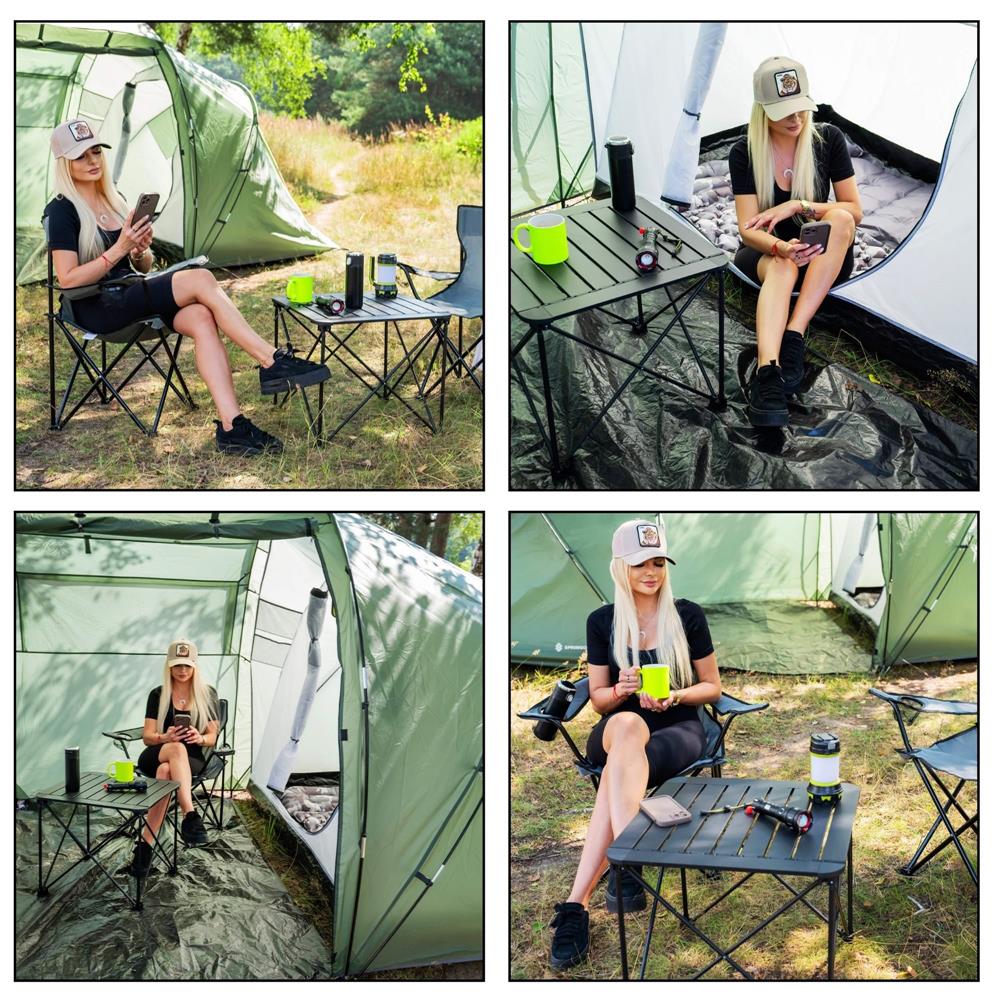 Cort camping, impemeabil, 2 camere + hol, 4 locuri, 460x200x245cm, verde - 34