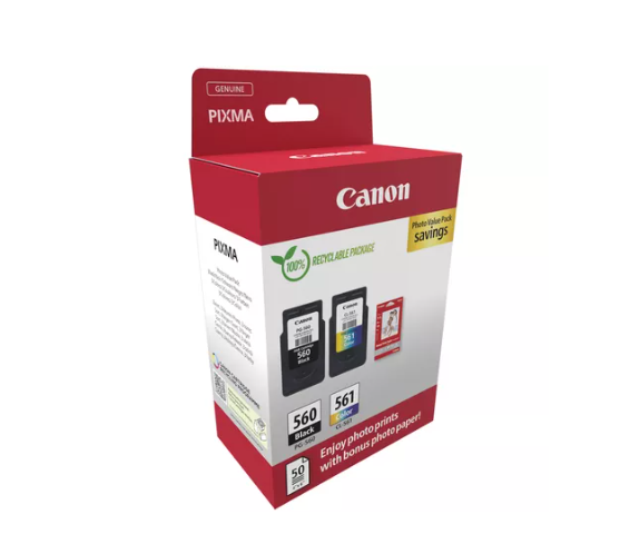 Combo-Pack Value Original Canon Black/Color, PG-560/CL-561+hartie Photo, pentru Pixma TS5350|TS5351|TS5352, 180/180, , "3713C008AA"