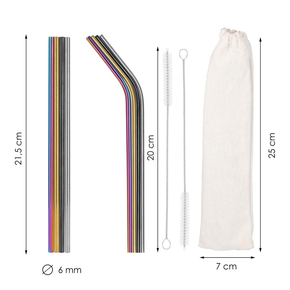 Set 8 paie metalice multicolor, reutilizabile, cu husa depozitare si perii curatat, 215x6 mm