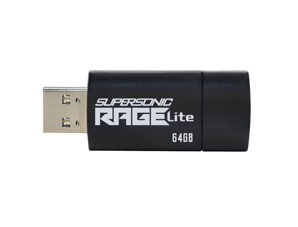 MEMORIE USB 3.2 Patriot Supersonic Rage Lite, 64 GB, protectie slide, negru, 