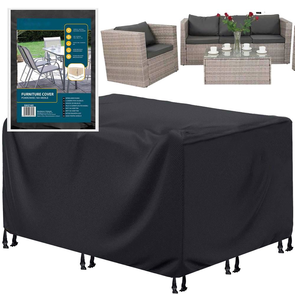 Husa mobilier gradina, impermeabila, cu protectie UV, 152x104x71cm, negru