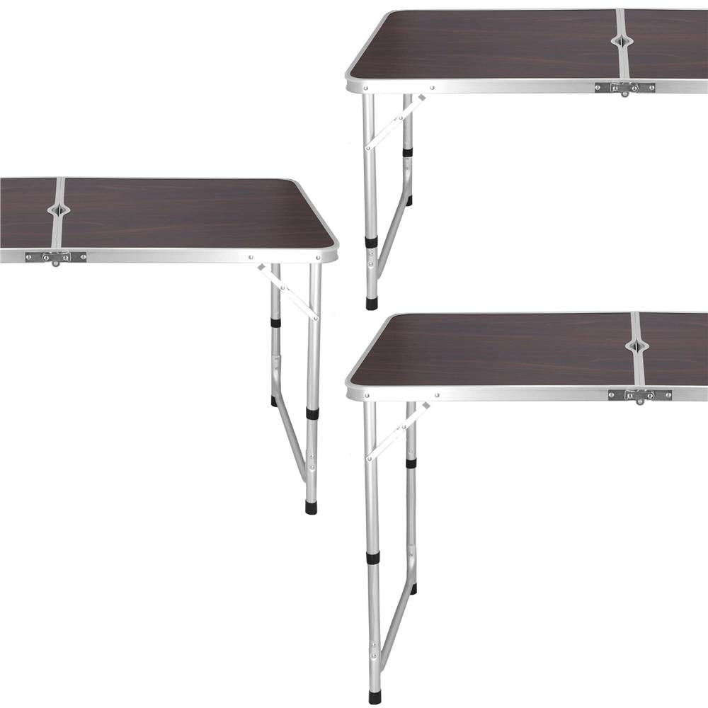 Set masa camping pliabila blat MDF cu 4 scaune, 120x60x60/70cm, Maro Negru