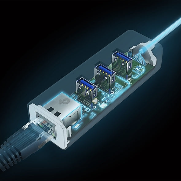 ADAPTOR RETEA TP-LINK , extern, USB Type-C, port RJ-45 | USB 3.0 x 3, 1000 Mbps Gigabit LAN, "UE330C"