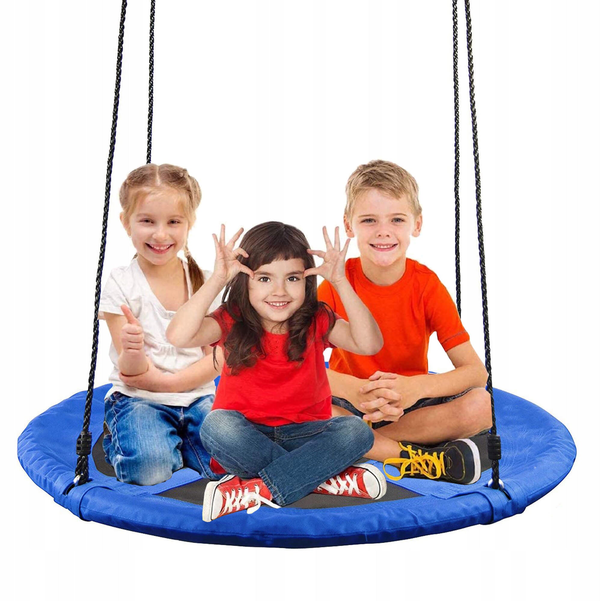 Leagan tip cuib Sersimo NS16, diametru 120cm, inaltime reglabila, pentru exterior, sarcina 180 kg, Albastru Negru