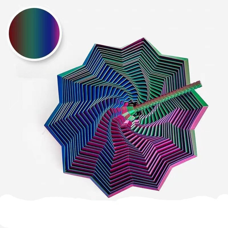 Jucarie Decompresie, Model Stea 3D, DuoChrome, Maner Spirala, Turn Magic Geometric, Multiple Forme, Anti-stress, 8.6 cm, Albastru/Verde/Rosu