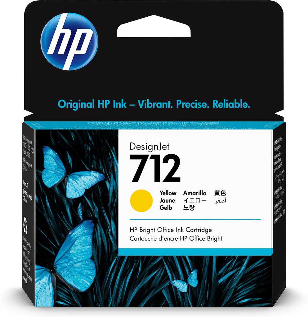 Cartus cerneala Original HP Yellow, nr.712, pentru DesignJet Studio 24|Studio 36|T230|T250|T630|T650, 38ml, , "3ED69A"