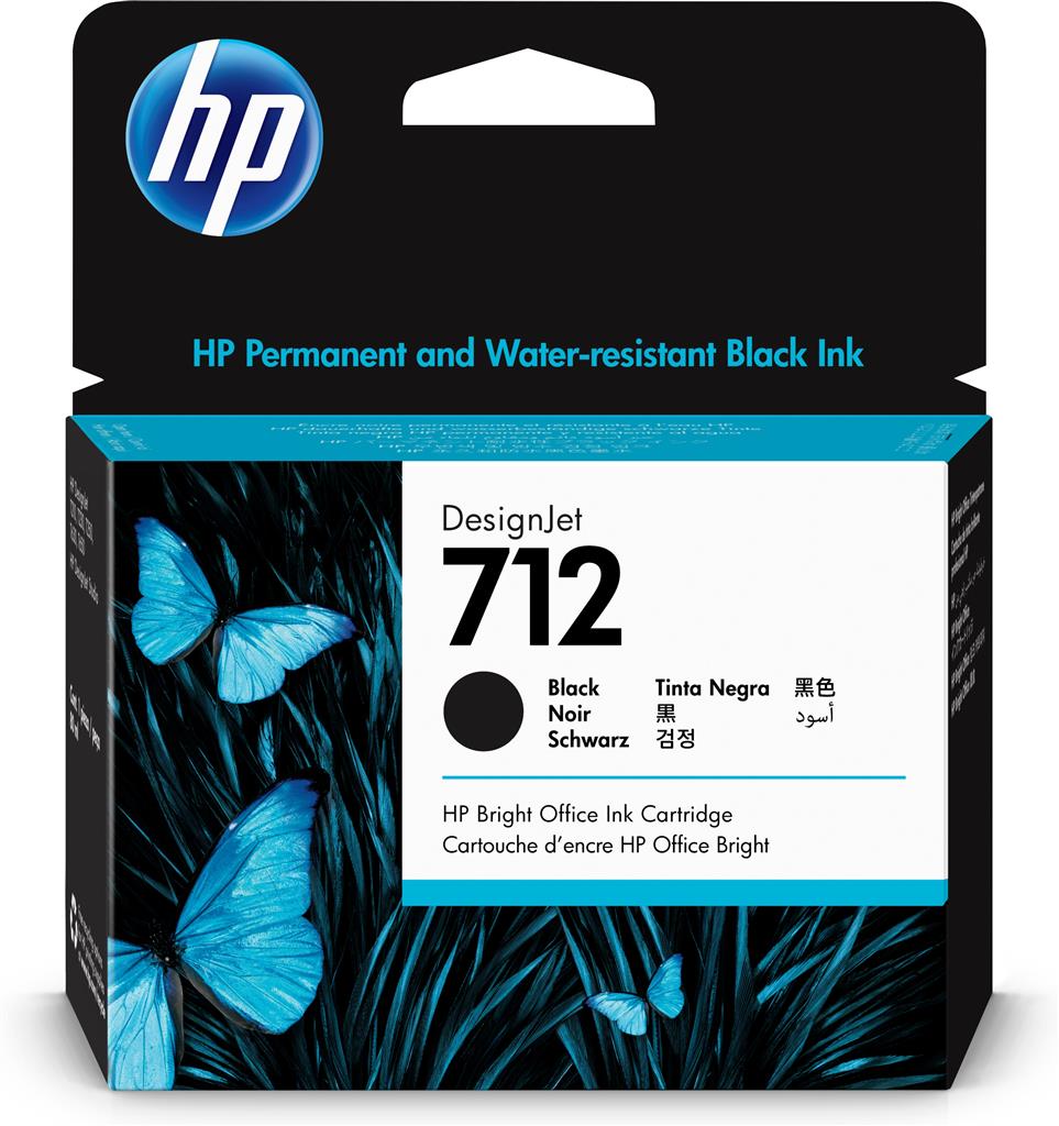 Cartus cerneala Original HP Black, nr.712, pentru DesignJet Studio 24|Studio 36|T230|T250|T630|T650, 80ml, , "3ED71A"