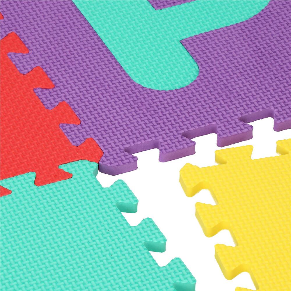 Covor din spuma pentru copii, tip puzzle alfabet, 61 piese, termoizolant, 170x150 cm, multicolor