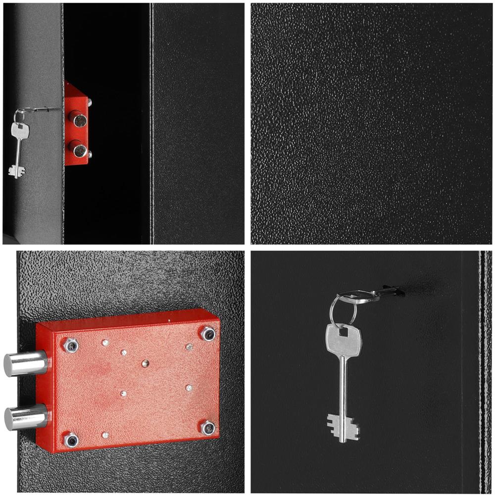 Seif standard cu cheie, 360x450x315 mm, Otel, Negru