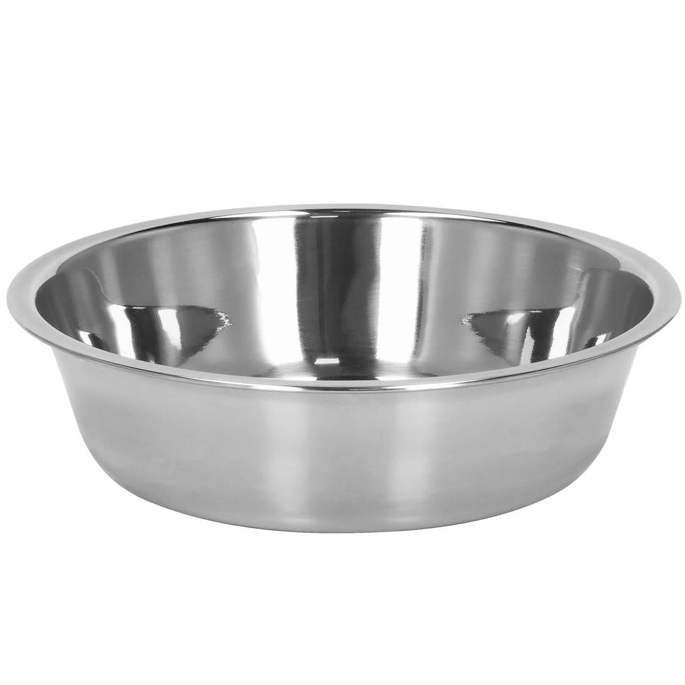 Castron inox, bol, pentru caine sau pisica, cu suport din bambus, 15cm