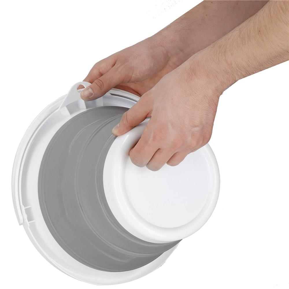 Lighean pliabil, rotund, din plastic si silicon, 31x24cm, 10litri, gri