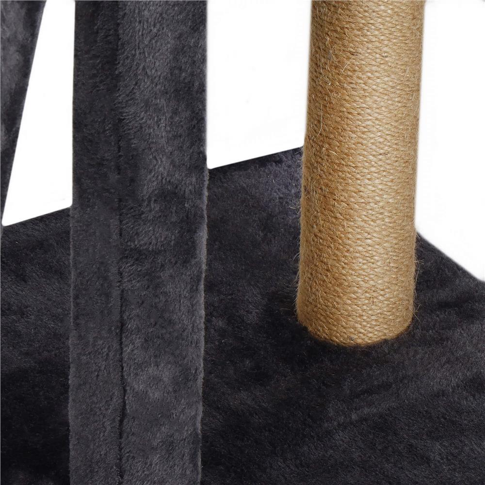Ansamblu de joaca pentru pisici, cu loc pentru zgariat, ascuns, culcus, mingi, 145cm, grafit