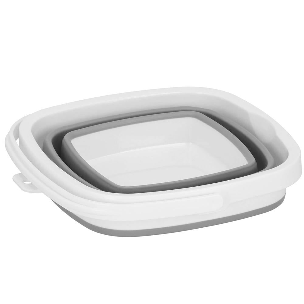Lighean pliabil, patrat, din plastic si silicon, 30x24cm, 10litri, gri - 4