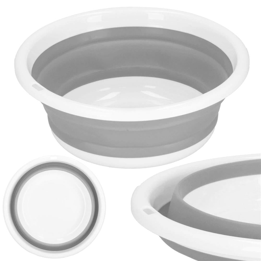 Lighean pliabil, rotund, din plastic si silicon, 37x15cm, 9litri, gri - 4