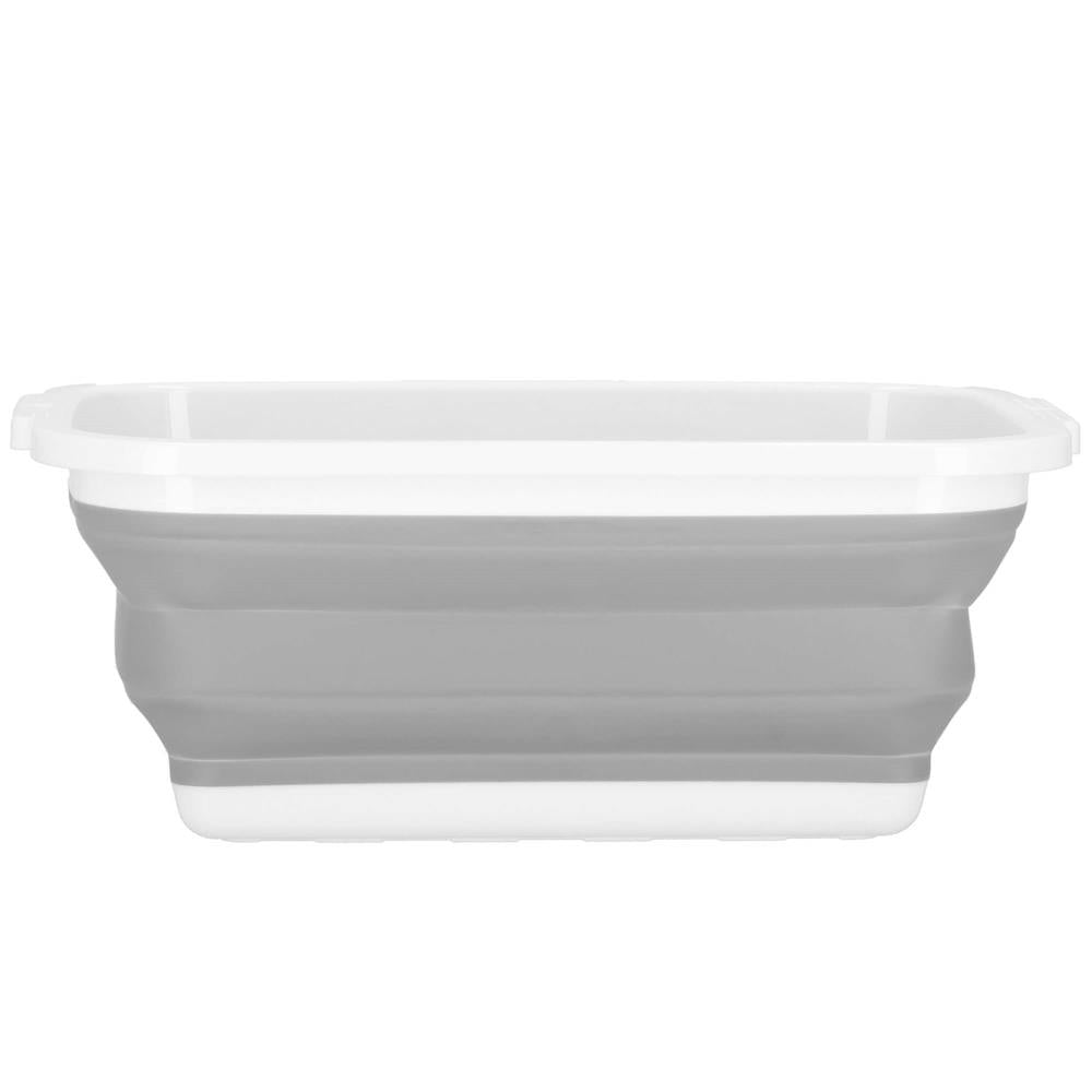 Lighean pliabil, dreptunghiular, din plastic si silicon, 40x29x15cm, 8.5litri, gri