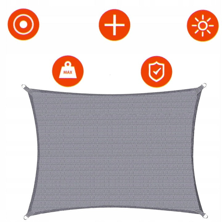 Copertina prelata de soare, dreptunghiulara, impermeabila cu protectie UV, 4x2m, gri deschis