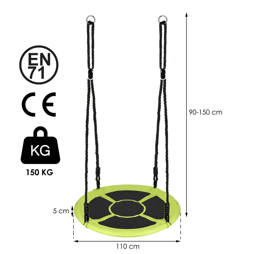 Leagan tip cuib Sersimo NS22, diametru 110cm, inaltime reglabila, pentru exterior, sarcina 150 kg, Verde Negru